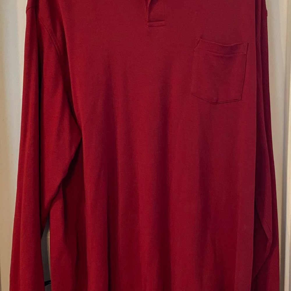 Roundtree & Yorke Mens Tall 2XT Silky Finish Polo Shirt Red Long Sleeve